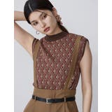 ブラウン | ジオメトリックフレンチスリーブニットタンク | MURUA