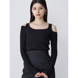 ブラック | ショルダーカットレイヤードライクリブニット | MURUA