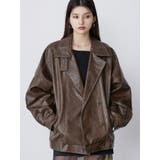 ブラウン | スタンドネックフェイクレザージャケット | MURUA