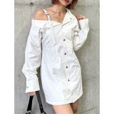 ホワイト | アシメショルダーミニシャツワンピース | MURUA