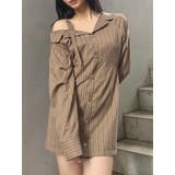 ベージュ | アシメショルダーミニシャツワンピース | MURUA