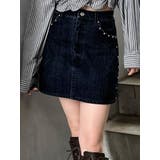 ブラック | フロッキーデニムミニスカート【セット販売対象】 | MURUA
