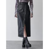 ブラック | ZIPスリットフェイクレザースカート | MURUA