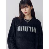 ブラック | ラウンドロゴシャギーニット | MURUA