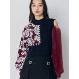 ネイビー | ショルダーフラワーシャギーニット | MURUA