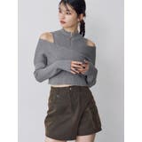 グレー | カシュクールハーフジップトップス | MURUA