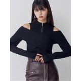 ブラック | カシュクールハーフジップトップス | MURUA