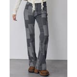 ブラック | パッチワークフレアデニム | MURUA