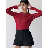 レッド | メランジバイカラーリブニット | MURUA