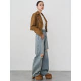 コンパクトフェイクレザーライダースジャケット | MURUA | 詳細画像12 