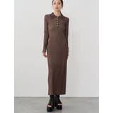 ブラウン | リブニットロングワンピース | MURUA