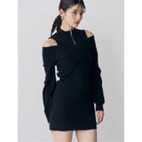ブラック | カシュクールZIPニットワンピース | MURUA