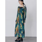 グリーン | レイヤードパターンシアーワンピース | MURUA