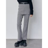 グレー | スカートレイヤードニットフレアパンツ | MURUA