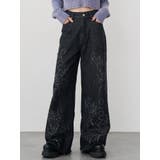 ブラック | ダメージフラワーワイドデニム | MURUA