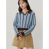 ブルー | ウェーブパターンリブニット | MURUA