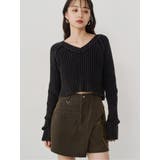 ブラック | ブリーチVネッククロップドニット | MURUA