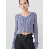 ブルー | ブリーチVネッククロップドニット | MURUA