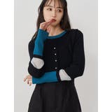 ブラック | バイカラーレイヤードニット | MURUA
