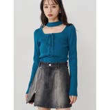 ブルー | フロントレースアップニット | MURUA