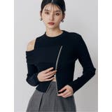 ブラック | ワンショルダーZIPニット | MURUA