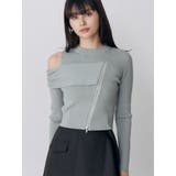 ミントグリーン | ワンショルダーZIPニット | MURUA