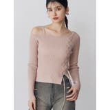 ピンク | ワンショルダーレースアップニット | MURUA