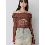 ブラウン | レースカシュクールオフショルトップス | MURUA