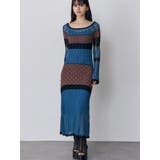 ブルー | バイカラークロシェニットワンピース | MURUA