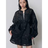 ブラック | ウエストドロストシアーレースシャツ【セットアップ着用可】 | MURUA