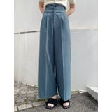 ブルー | ハイウエストセンプレワイドパンツ【セットアップ着用可】【接触冷感】 | MURUA