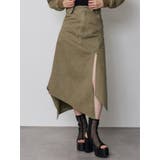 カーキ | ウォッシュアシメラッフルZIPスカート【セット販売対象】 | MURUA