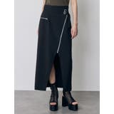 ブラック | ダブルベルトアシメZIPスカート | MURUA