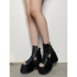 ブラック | ギャザープラットフォームシューズ | MURUA