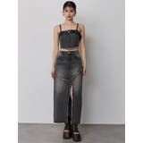 フリンジスリットデニムスカート【セットアップ着用可】 | MURUA | 詳細画像2 