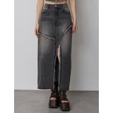 ブラック | フリンジスリットデニムスカート【セットアップ着用可】 | MURUA