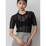 ブラック | シアーストライプニット | MURUA