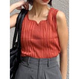 オレンジ | スクエアキーネックリブニットタンク | MURUA