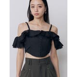 ブラック | ストラップオフショルダーブラウス | MURUA