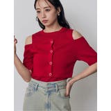 レッド | オフショルカーデドッキングニット | MURUA