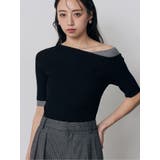 ブラック | レイヤードワンショルハーフニット | MURUA