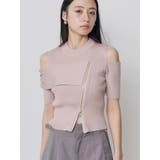 ピンク | ショルダーカットZIPハーフニット | MURUA