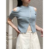 ブルー | ショルダーカットZIPハーフニット | MURUA