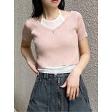 ピンク | レイヤードライクVネックニット | MURUA