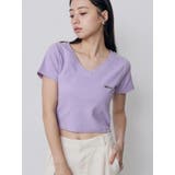 パープル | ライティングロゴプレートTシャツ | MURUA