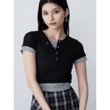 ブラック | ヘンリーネックレイヤードトップス | MURUA