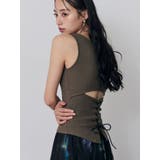 カーキ | カップ付きバックレースアップテレコタンク | MURUA