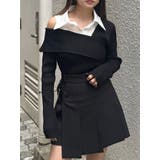 ブラック | シャツドッキングニットトップス | MURUA