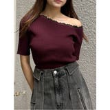 ボルドー | レースドッキングワンショルダーニット | MURUA
