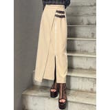 ベージュ | フェイクレザーベルトZIPスカート | MURUA